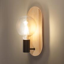 OSRAM Wandleuchte Decor WOOD in Schwarz-Braun aus Holz & Metall mit E27 Fassung