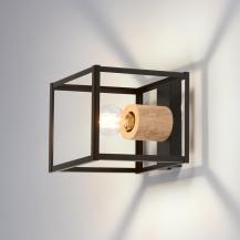 OSRAM Wandleuchte NAIROBI 1-flammig aus Stahl & Holz in Schwarz