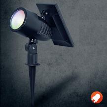 OSRAM Smart+ Bluetooth Solar LED Erdspießleuchte Spot Light Multicolor mit Sensor & Solarpanel - bis acht Stunden Brenndauer
