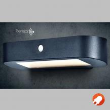 Osram Wandleuchte Endura Style Oval Wall Solar & Sensor in Schwarz aus Aluminium - integrierter Sensor, ohne Strom nutzbar, lange Batterielaufzeit: 30 Mal 60 Sekunden im PIR Modus, Schutzklasse IP44