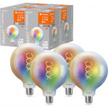 4er-Pack LEDVANCE SMART+ E27 WiFi Filament Globe 40 Multicolour Lampe 4,8W wie 40W Tunable White & RGBW