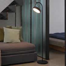 Osram Stehleuchte Decor Puck aus Stahl in Schwarz mit warmweißem Licht - 1,8 m Kabel mit Schalter/  Stecker