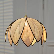 OSRAM Imposante Pendelleuchte Decor Rattan Lotus aus Rattan|Stahl mit E27 Fassung beige - Ø 67 cm