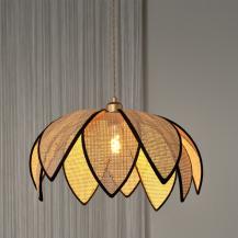 OSRAM Imposante Pendelleuchte Decor Rattan Lotus aus Rattan|Stahl mit E27 Fassung beige - Ø 48 cm
