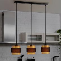 Osram Decor 3-flammige Hornet Pendelleuchte in Schwarz / Gold mit E27 Fassungen - gelungene Symbiose aus Stahl und Polyester-Baumwolle