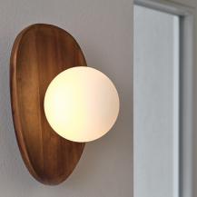 OSRAM Wandleuchte Decor Acacia Nest aus Holz mit G9 Fassung braun - mit matter Glaskugel