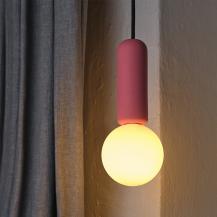 Osram Pendelleuchte Decor Conrete Mic mit G9 Fassung aus Beton mit Glaskugel in Pink