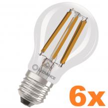 6er Vorteilspack  Ledvance E27 Sehr effiziente dimmbare LED Lampe Classic klar 8,2W wie 100W 2700K warmweißes Licht