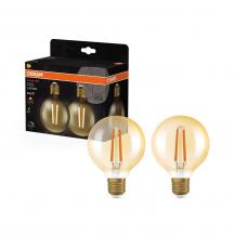 2er Pack OSRAM E27 Lampe Vintage 1906 LED Globe 80 DIMMABLE 7,2W 2400K Gold