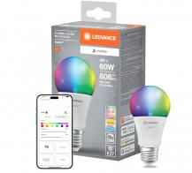 LEDVANCE SMART+ MATTER Multicolor Classic A60 9W E27, 806 lm, RGBW, Tunable White 2700–6500 K, dimmbar, Wi-Fi