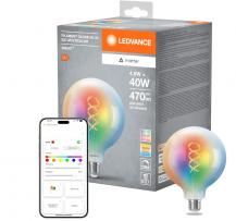Ledvance E27 SMART+ MATTER Globe 125 LED-Lampe, kompatibel mit Google, Alexa, Apple 4,8W Multicolor 2700-6500K