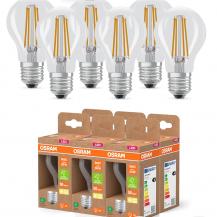 6er Pack OSRAM E27 LED Lampe Classic klar 3,8W wie 60W warmweißes Licht 2700K - Energy efficiency class A - besonders effizient