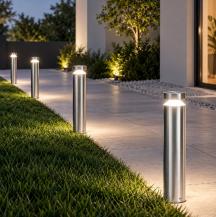 50cm hohe Osram LED Wegeleuchte Endura Style Cylinder aus Edelstahl mit Rundumlicht IP44 - modernes Edelstahl-Design, IP44 für Wege und Parkplätze