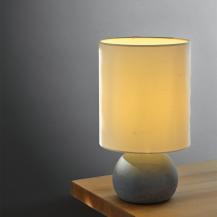 Osram Tischleuchte Decor Impact aus Beton und Textil in Beige / Grau mit E27 Fassung