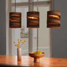 OSRAM Pendelleuchte Cylinder 3-flammig, braun, Ø 20 cm, aus Wellpappe