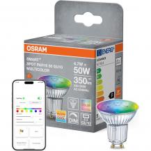 OSRAM SMART+ Matter LED Spot GU10 4,7W 90° RGBW Farbwechsel - steuerbar per App und Sprachassistenten wie Alexa, Google Home, dimmbar