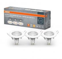 OSRAM 3er Set LED Einbauleuchten warmweißes Licht, weiß,  Einbaudurchmesser 60 mm, Einbautiefe 140 mm