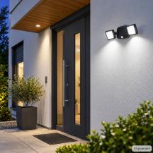 OSRAM Battery LED Spotlight Sensor Double 10W 480lm 4000K Neutralweiß Ra80 95° IP54 Schwarz mit Bewegungs- und Lichtsensor