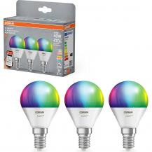 3er-Pack OSRAM E14 SMART+ MATTER Classic P40 LED-Lampe Multicolor 4,9W 2700-6500K - dimmbar, steuerbar per App & Sprache, kompatibel mit Alexa, Google, Apple, WiFi