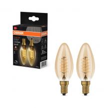 2er Pack OSRAM E14 Lampe Vintage 1906 LED Classic B25 Slim Filament DIMMABLE 3,4W 2200K Gold