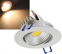ChiliTec LED-Einbauleuchte "COB-5", 5W, 420lm ALU, 3000K, 95°, Ø85xT47mm, Rahmen weiß