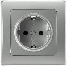 ChiliTec DELPHI 21106 Schutzkontakt-Steckdose 250 V 16 A, Silber, 1-fach, mit Rahmen, Unterputz