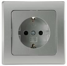 ChiliTec DELPHI 21133 Schutzkontakt-Steckdose 1-fach, 250 V, 16 A, Klemmanschluss, Silber, Unterputz