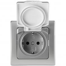 ChiliTec DELPHI 21106 Schutzkontakt-Steckdose 1-fach, 250 V, 16 A, Silber, Unterputz, Einstecksicherung