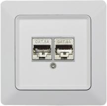 ChiliTec MILOS 22782 Netzwerk-Dose 2x CAT6, Mattweiß, Unterputz, inkl. Rahmen, bis 300 MHz
