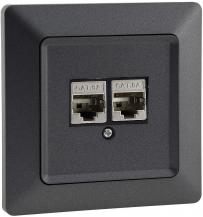 ChiliTec MILOS Netzwerkdose 2-fach CAT 6 Anthrazit inkl. Rahmen – 23046
