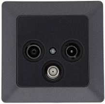 ChiliTec MILOS Antennendose TV + Radio + SAT 3-Loch Anthrazit inkl. Rahmen – 23047