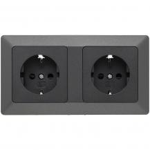 ChiliTec MILOS Set 2 Schutzkontakt-Steckdosen Anthrazit 250 V 16 A mit 2-fach Rahmen – 23120