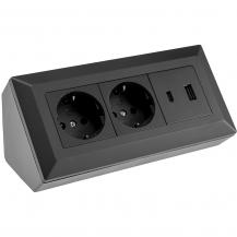 ChiliTec 2-fach Steckdosenblock USB-A + USB-C PD Schwarz 250 V 16 A – 23574