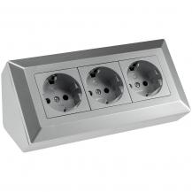 ChiliTec 3-fach Steckdosenblock Silber 250 V 16 A 3600 W Aufbaumontage – 23632
