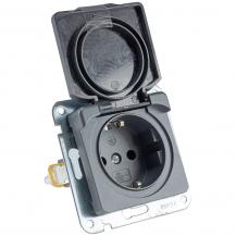 ChiliTec MILOS Schutzkontakt-Steckdose IP40 mit Klappdeckel Anthrazit 250 V 16 A – 23881