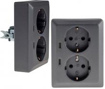 ChiliTec MILOS CT24014 2-fach Schutzkontakt-Steckdose mit 2x USB-C PD, Anthrazit, 16 A, 250 V