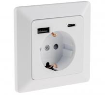 ChiliTec MILOS Schutzkontakt-Steckdose USB-A/C PD 3.0 16 A Unterputz matt Weiß