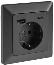 ChiliTec MILOS Schutzkontakt-Steckdose USB-A + USB-C/PD 3.0 Anthrazit 250 V 16 A – 24036