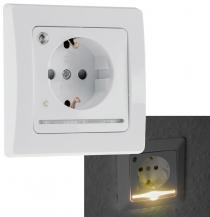 ChiliTec DELPHI 24083 Schutzkontakt-Steckdose mit LED-Nachtlicht, Weiß, 16 A, 250 V, 3000 K