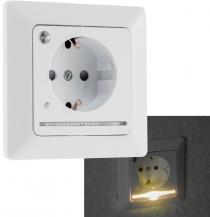 ChiliTec MILOS Schutzkontakt-Steckdose mit LED-Nachtlicht und Lichtsensor 16 A Weiß matt