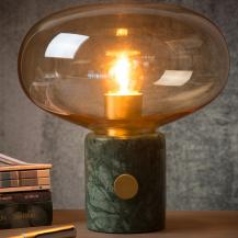 Lucide CHARLIZE Tischlampe Ø23 cm E27 Grün Marmor Amber Glas