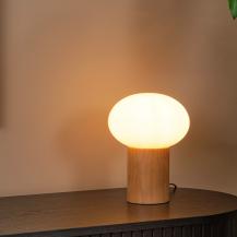 Lucide BIRTLE Tischlampe G9 Opal Glas Holz Japandi Ø15cm modern