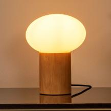 Lucide BIRTLE Tischlampe G9 Opal Glas Holz Japandi modern Ø20cm
