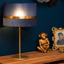 Lucide EXTRAVAGANZA TUSSE Tischlampe Ø30 cm E14 Blau Gold Leinen