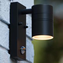 LUCIDE ARNE-LED IR Wandstrahler Außen GU10 IP44 Schwarz mit Sensor