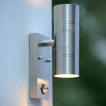 Lucide ARNE-LED IR Wandstrahler Chrom Matt GU10 IP44 Sensor Außen