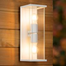 Lucide CLAIRE Wandleuchte Innen/Außen Weiß E27 2x IP54 Glas Metall dimmbar