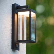 Lucide CLAIRETTE - Wandleuchte Innen/Außen - LED - 1x13W 3000K - IP54 - Bewegung und Tag/Nacht-Sensor - Anthrazit