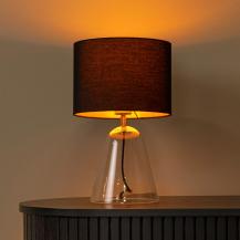 Lucide CAMPANA Tischleuchte E27 Glas transparent mit Textilschirm