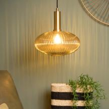 Lucide MALOTO Pendelleuchte Ø30 cm Amber Glas E27 dimmbar Retro